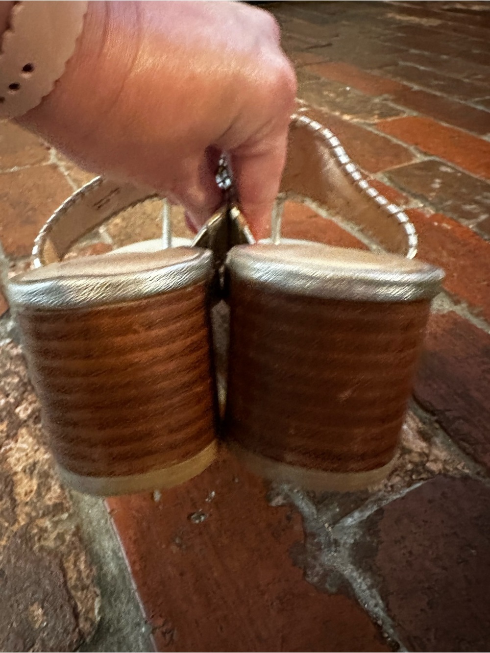Jack Rogers Women's Jacks Mid Wedge Stacked Leather Heels, Size 10 - Picture 5 of 6